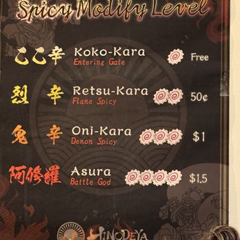 Hinodeya Ramen Bar - Spice levels - Ramen Near Me - Campbell, California