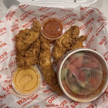 Waldo's Chicken & Beer - Chicken fingers with Tomato & cucumber salad - Chicken Shop Near Me - Nashville, Tennessee
