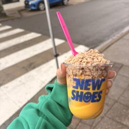 Mango soft serve with brown butter rice crispies Mango soft serve with brown butter rice crispies