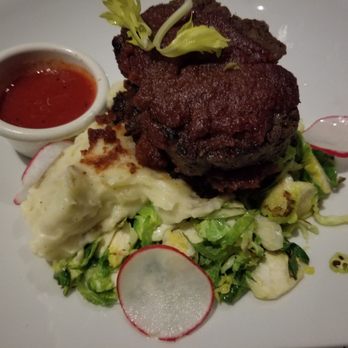 Hart's Table & Bar - Meatloaf with mashed potatoes and brussel sprouts - Canadian (New) Near Me - Edmonton, Alberta
