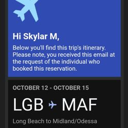 Southwest Airlines - My child's original flight info!