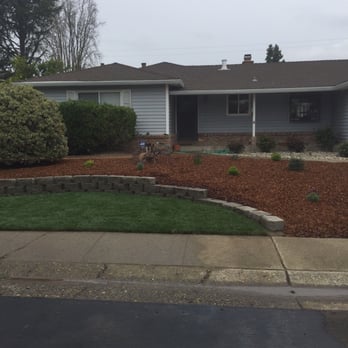Excel Landscaping - Full view minimal lawn, sloping dryscape with drip system - Landscaping Near Me - Sacramento, California Excel Landscaping - Full view minimal lawn, sloping dryscape with drip system - Landscaping Near Me - Sacramento, California