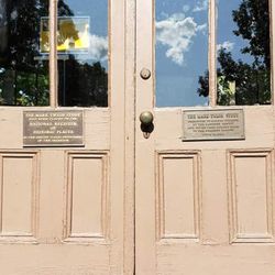 Elmira College - Doors to his cupola "office" you can walk up the steps and peep in everything is inside.