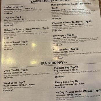 True Symmetry Brewing - Beer menu side 1 - Breweries Near Me - Suisun City, California True Symmetry Brewing - Beer menu side 1 - Breweries Near Me - Suisun City, California