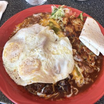MartAnne's - Chilaquiles with red sauce and chorizo - Breakfast & Brunch Near Me - Flagstaff, Arizona