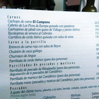 Sidrería Marisquería El Campanu - Carta - Seafood Near Me - Oviedo, O