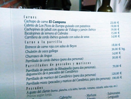 Menu photo 2 Sidrería Marisquería El Campanu Oviedo, O