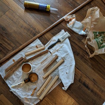702 Services - The "work" area in my kitchen. Which was left this way without cleaning, or even closing the paint lid - Handyman Near Me