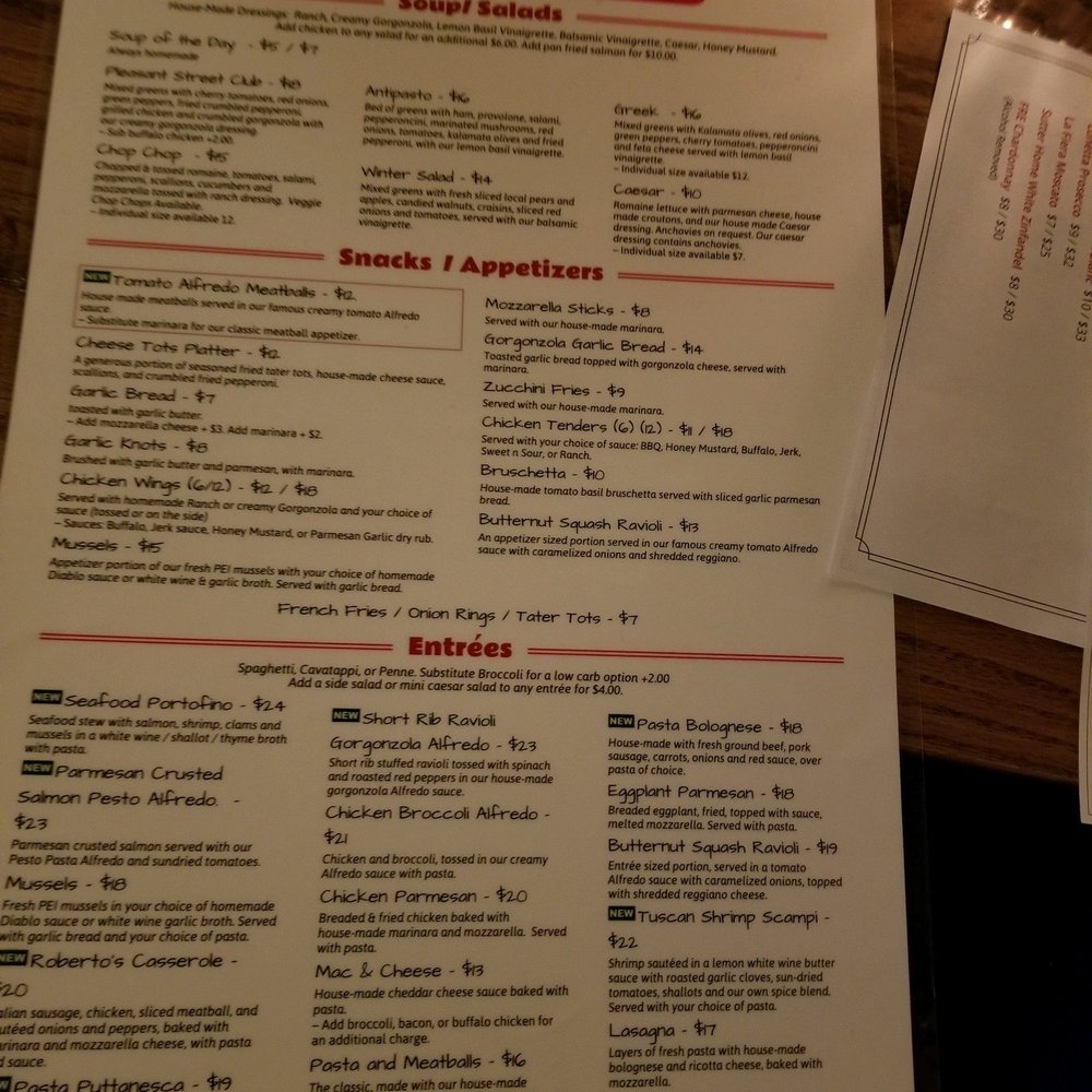 Roberto's - a menu and a glass of wine - Italian Near Me - Northampton, Massachusetts Roberto's - a menu and a glass of wine - Italian Near Me - Northampton, Massachusetts