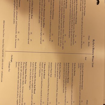 Rylu’s Bistro - Wine List 1/14/2022 - New American Near Me - Santa Clara, Utah