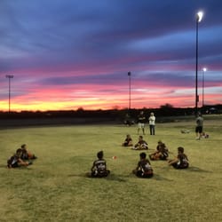 Getting ready for a flag football game.