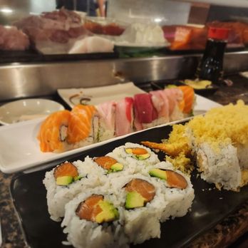 Sen Dai Sushi - Front left: Alaska roll. Front right: crunch roll (with no sauce). Back: Rainbow roll. - Japanese Near Me - Milpitas, California Sen Dai Sushi - Front left: Alaska roll. Front right: crunch roll (with no sauce). Back: Rainbow roll. - Japanese Near Me - Milpitas, California