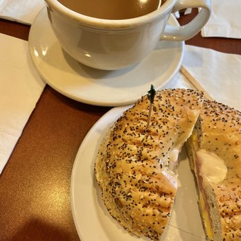 Arcedium Coffeehouse - Egg, ham and provolone bagel breakfast sandwich - Cafes Near Me - Saint Charles, Illinois Arcedium Coffeehouse - Egg, ham and provolone bagel breakfast sandwich - Cafes Near Me - Saint Charles, Illinois