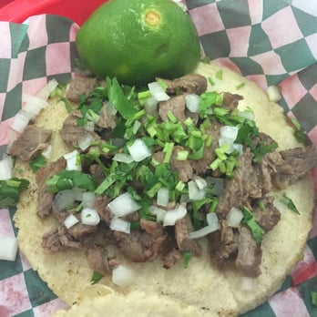 Paletalandia - Taco de asada $1.75. Asada was not good, but the handmade tortillas were excellent. - Mexican Near Me - Turlock, California