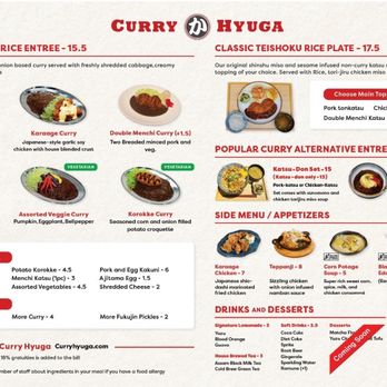 Curry Hyuga - Menu (from website) - Japanese Curry Near Me - Cupertino, California Curry Hyuga - Menu (from website) - Japanese Curry Near Me - Cupertino, California