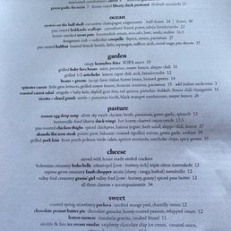 Dinner menu Dinner menu