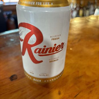 Gwin's Lodge Restaurant - Cold can of Ranier - American Near Me - Cooper Landing, Alaska Gwin's Lodge Restaurant - Cold can of Ranier - American Near Me - Cooper Landing, Alaska
