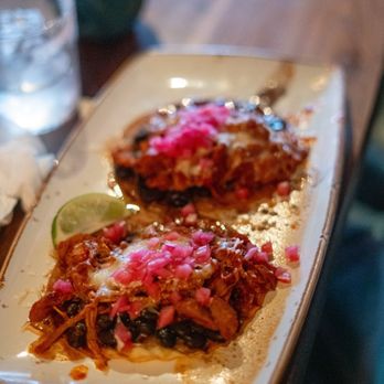 Pig Latin - Chicken Tinga Tostada - Cocktail Bars Near Me - Elk Grove, California Pig Latin - Chicken Tinga Tostada - Cocktail Bars Near Me - Elk Grove, California