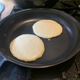 orange ricotta pancakes in the making
