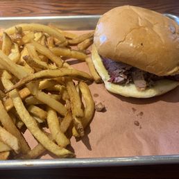 Gabby's BBQ sandwich plate. This place has been here as long as I can remember. Never disappoints!  Sliced Brisket sandwich basket.