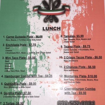 Taco Monterrey - a menu for a mexican restaurant - Tacos Near Me - Gillett, Texas