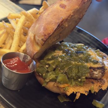 Sixty Six Acres - Green chile burger - Cocktail Bars Near Me - Albuquerque, New Mexico
