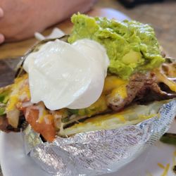 Brandon's Diner - Baked potato entree stuffed with beef fajitas. Darn good!
