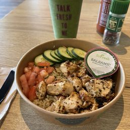 Small bowl with a green smoothie