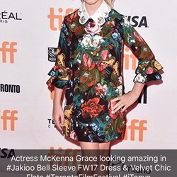 Actress McKenna Grace in FW17 Bell-Sleeve Dress on Red Carpet