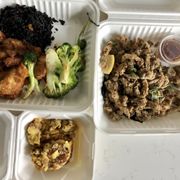 Photo of Plum Bistro - Seattle, WA, United States. Sweet & Spicy General Tso's Cauliflower, Oyster Mushroom Calamari, Mac and Yease