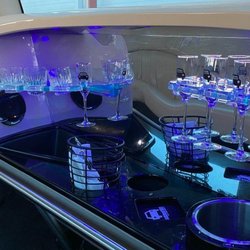 Paramount Limousine - Chilled drink station with premium glassware for your comfort and refreshment.