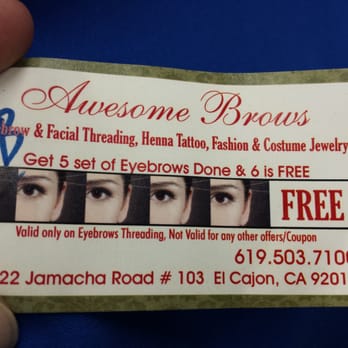 Awesome Brows - Get 5 and the sixth one is free - Threading Services Near Me - El Cajon, California