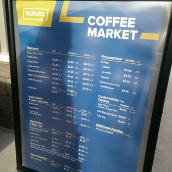 Scrubs Cafe - Looks like enough of a Starbucks menu to me.  Who knows... - Coffee & Tea Near Me - Davis, California