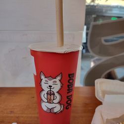 BobaDog Bubble Tea & Hotdog - Heat sealed lids, paper cups and paper straws
