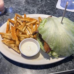 Bubba's Bacon Cheeseburger* as a lettuce wrap with Fire Fries
