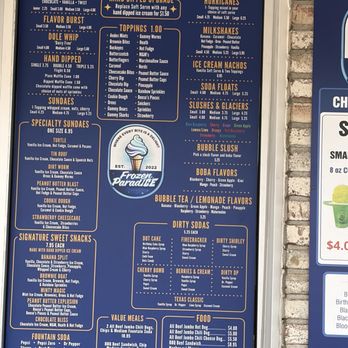 Frozen Paradice - The menu! - Ice Cream & Frozen Yogurt Near Me - Blissfield, Michigan Frozen Paradice - The menu! - Ice Cream & Frozen Yogurt Near Me - Blissfield, Michigan