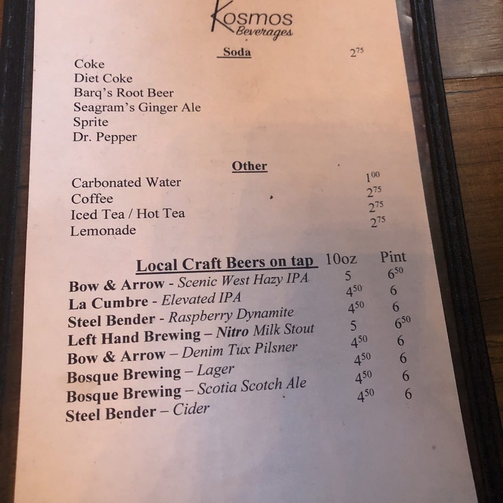 The Kosmos - Menu - Bars Near Me - Albuquerque, New Mexico The Kosmos - Menu - Bars Near Me - Albuquerque, New Mexico