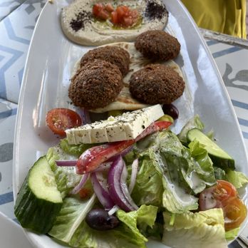 Acropolis Greek Taverna - Falafel with side of greek salad and hummus - Greek Near Me - Riverview, Florida Acropolis Greek Taverna - Falafel with side of greek salad and hummus - Greek Near Me - Riverview, Florida