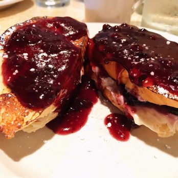 Cafe Frederica - Blueberry stuffed French toast special - the cheese filling balances out the sweetness for a delicious combo! - Breakfast & Brunch Near Me - St. Simons Island, Georgia Cafe Frederica - Blueberry stuffed French toast special - the cheese filling balances out the sweetness for a delicious combo! - Breakfast & Brunch Near Me - St. Simons Island, Georgia