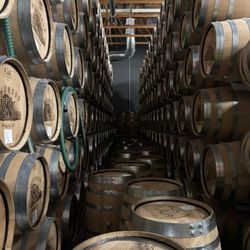 Wildwood Spirits - Whiskey barrels in the distillery area