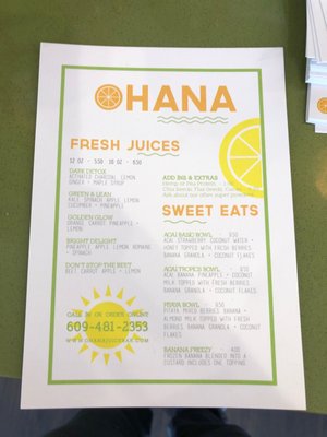 Menu photo 2 Ohana Juice Bar Hammonton, NJ Menu photo 2 Ohana Juice Bar Hammonton, NJ
