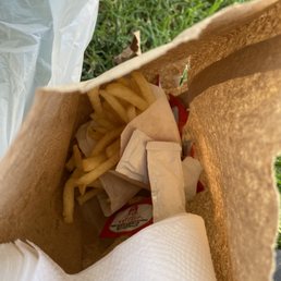 Fries and condiments Fries and condiments