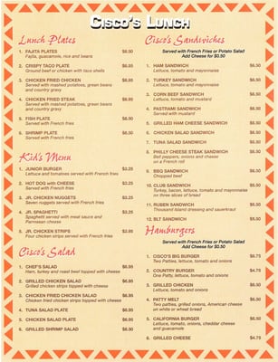 Menu photo 5 Cisco's Mexican Restaurant Houston, TX