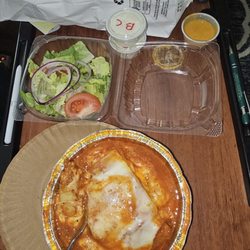 Mama's Pizza Express of Cornelius - Lasagna (soup?) and a side salad