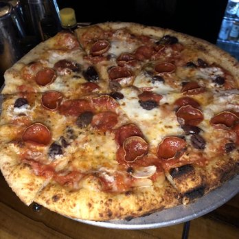 Pizza Bruno - Kinda built my own. Added pepperoni and kalamata olives to one of the original pizzas - Pizza Near Me - Orlando, Florida Pizza Bruno - Kinda built my own. Added pepperoni and kalamata olives to one of the original pizzas - Pizza Near Me - Orlando, Florida