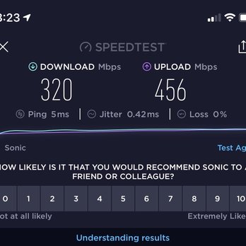 Sonic - Legit! Tested on a wireless device, ie phone. Hardline devices are faster. - Internet Service Providers Near Me - Santa Rosa, California Sonic - Legit! Tested on a wireless device, ie phone. Hardline devices are faster. - Internet Service Providers Near Me - Santa Rosa, California