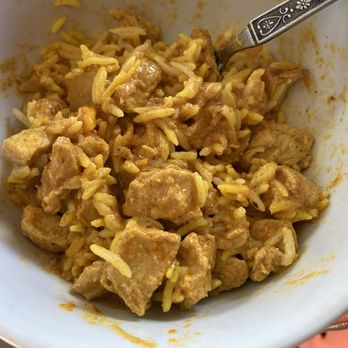 Iraqi Kabab Market - Chicken Curry with Rice dish! I wish I had taken a photo before I scooped it out of the to-go container and started eating it! - International Grocery Near Me - Waterville, Maine
