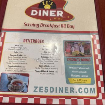 Ze's Diner - Menu - Breakfast & Brunch Near Me - Prior Lake, Minnesota