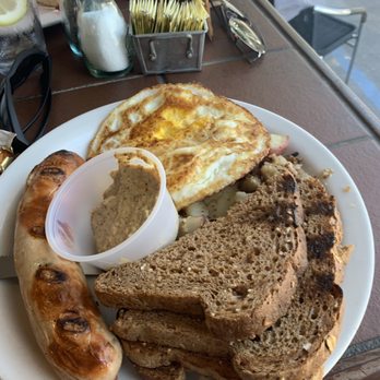Shoop's - 2 eggs with toast,potatoes,weisswurst, and 4 peices of brown toast along with mustard spread - Delis Near Me - Santa Monica, California Shoop's - 2 eggs with toast,potatoes,weisswurst, and 4 peices of brown toast along with mustard spread - Delis Near Me - Santa Monica, California