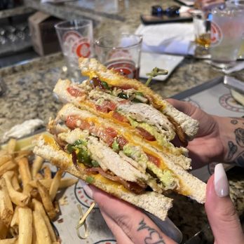 Pumphouse Brewery - Chicken club sandwich with fries - Breweries Near Me - Longmont, Colorado Pumphouse Brewery - Chicken club sandwich with fries - Breweries Near Me - Longmont, Colorado
